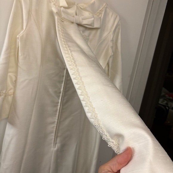 Vintage Lorrie Deb of San Francisco 1950s Ivory Wedding Dress Cape Train SZ 9 10 - Picture 9 of 15